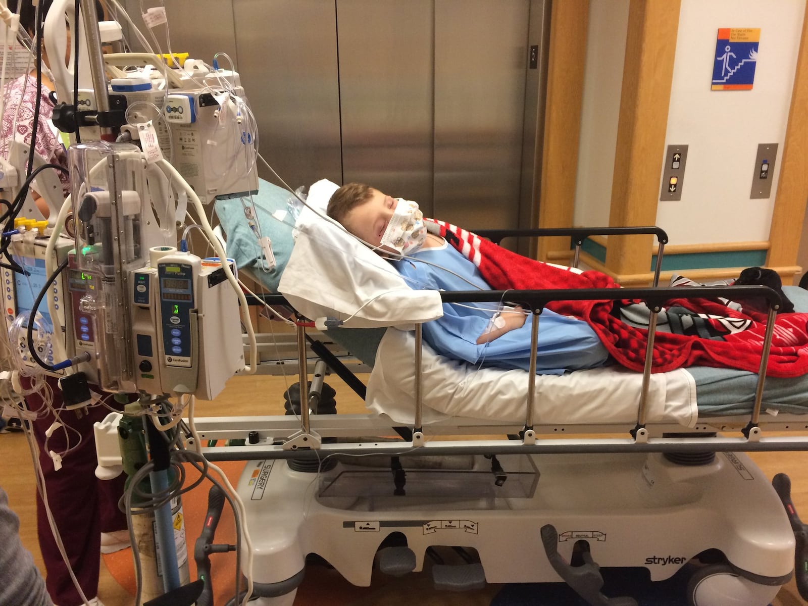 Quintin Richardson being treated for leukemia at Cincinnati Children’s Hospital Medical Center. CONTRIBUTED PHOTO