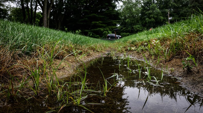 An area prone to flooding near Willowcrest Road in Beavercreek may get a fix with a storm water project funded with American Rescue Plan dollars. JIM NOELKER/STAFF