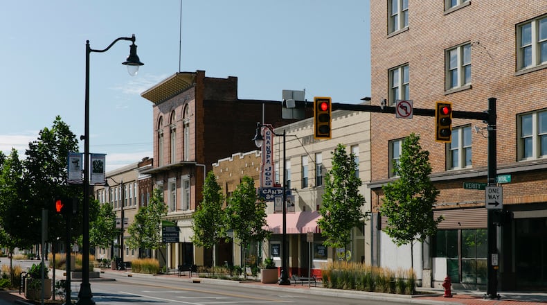 FILE — Downtown Middletown, Ohio, on June 28, 2024. JD Vance’s memoir describes his hometown, Middletown, Ohio, as “hemorrhaging jobs and hope.” (Madeleine Hordinski/The New York Times)