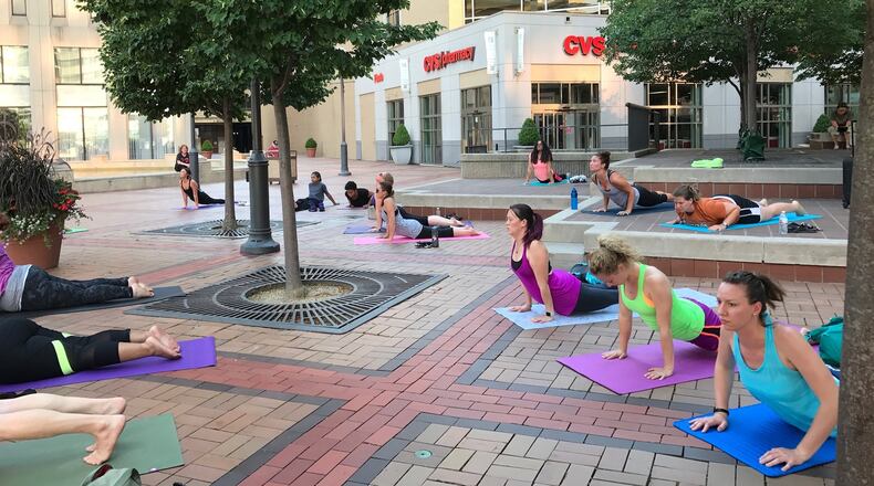 A free, open-level community yoga class appropriate for all skill levels will be available on Courthouse Square on Friday, June 21. CONTRIBUTED