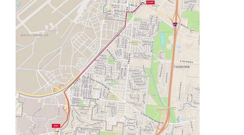 The city said the trailer will start on Xenia Drive, turn left onto Dayton Drive, left onto Central Avenue to Kauffman Avenue and finally left onto Col. Glenn Highway. CONTRIBUTED