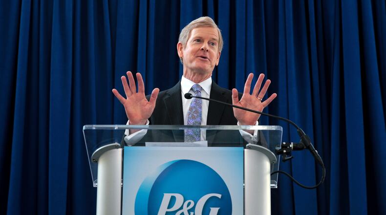 Procter & Gamble CEO David Taylor answers questions at a news conference following P&G’s shareholder vote, Tuesday. (Kareem Elgazzar/The Cincinnati Enquirer via AP)