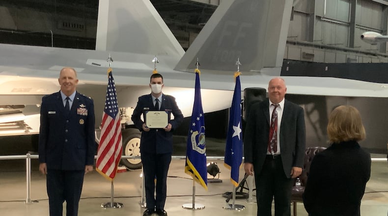 Charles “Chuck” Babish IV, Air Force senior level executive for aircraft structural integrity, was presented the Decoration for Exceptional Civilian Service in a ceremony presided by Air Force Life Cycle Management Center Commander, Lt. Gen. Robert McMurry, at the National Museum of the United States Air Force on August 5.