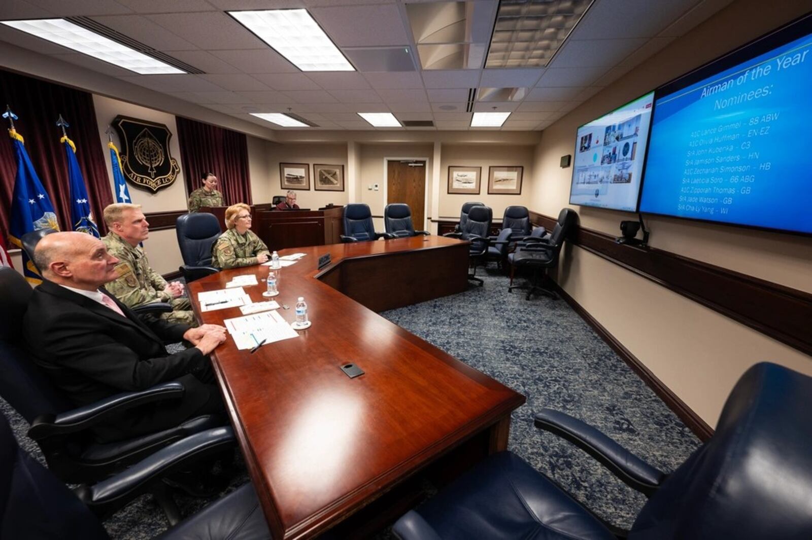 Lt. Gen. Donna Shipton, commander, Air Force Life Cycle Management Center, at the center of the table, hosted the center’s Annual Awards ceremony at Wright-Patterson Air Force Base Feb. 27, 2025. Photo by Jim Varhegy