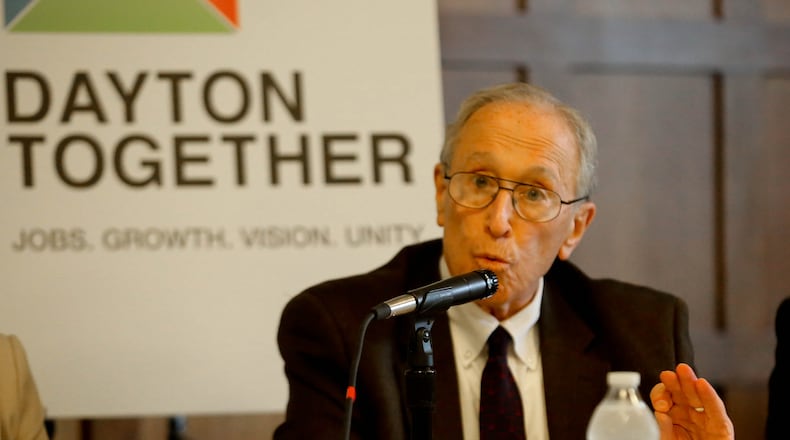 Judge Walter Rice speaks in a July 2015 photo. Trotwood Mayor Mary McDonald said on Facebook Friday that the downtown federal building will be named after Rice. FILE