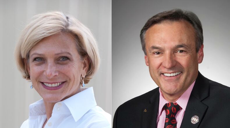 Erin Roseillo, at left, and Scott Lipps, at right, are running in Ohio House District 62.