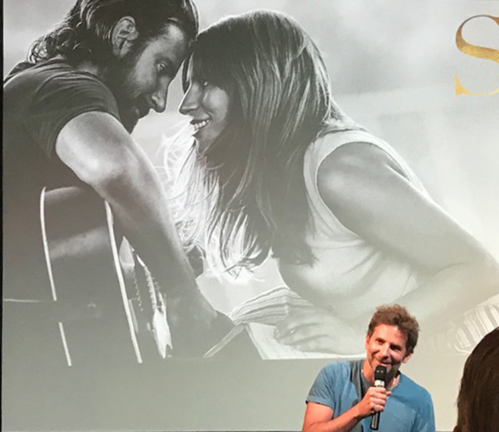 Bradley Cooper and Dave Chappelle spoke at the Little Art Theater in Yellow Springs Friday after a screening of 'A Star is Born.'  AMELIA ROBINSON / STAFF