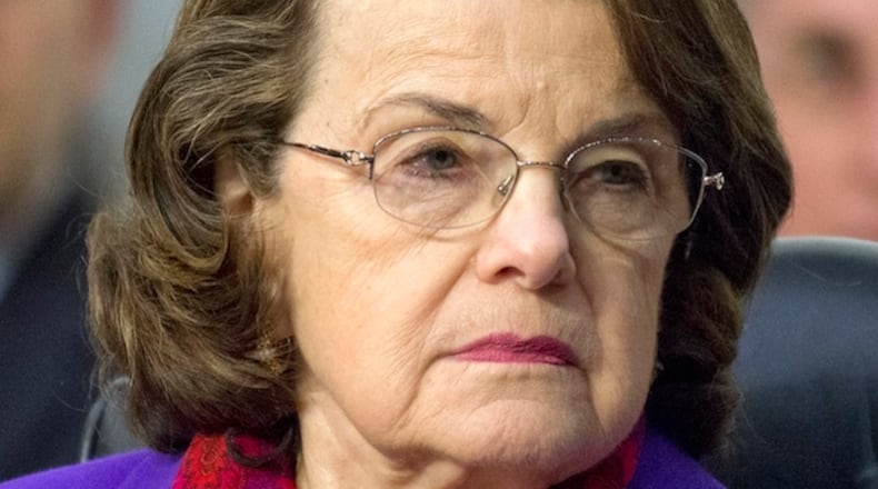 United States Senator Dianne Feinstein (Democrat of California), Ranking Member, US Senate Judiciary Committee, listens as Judge Neil Gorsuch testifies before the committee on his nomination as Associate Justice of the US Supreme Court to replace the late Justice Antonin Scalia on Capitol Hill on Wednesday, March 22, 2017 in Washington, DC. (Ron Sachs/CNP/Sipa USA/TNS)