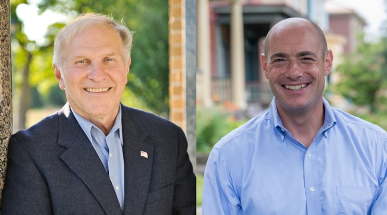 The candidates for Ohio's 1st Congressional district in the November 2022 election are incumbent Steve Chabot (left) and challenger Greg Landsman (right).