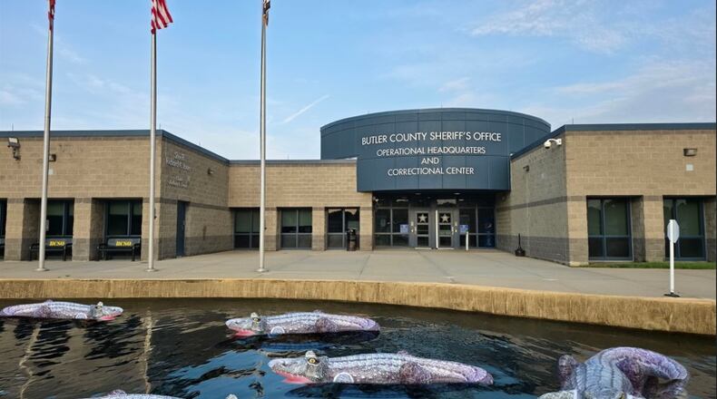 Photo posted on Facebook by the Butler County Jail: 
"Florida has Alligator Alcatraz!! We have the Butler County Crocs!!
Known as the Inflatable Intimidators these Recon Reptiles will be standing guard outside our corrections facility!!
Our Croc Commandos are Always on duty to Guard the Yard!!
They’re fake but fierce!! (Well, Kinda😊)
Rest assured if these Crocs get out of line the Sheriff will turn them into boots and maybe a belt, for special occasions😊" CONTRIBUTED