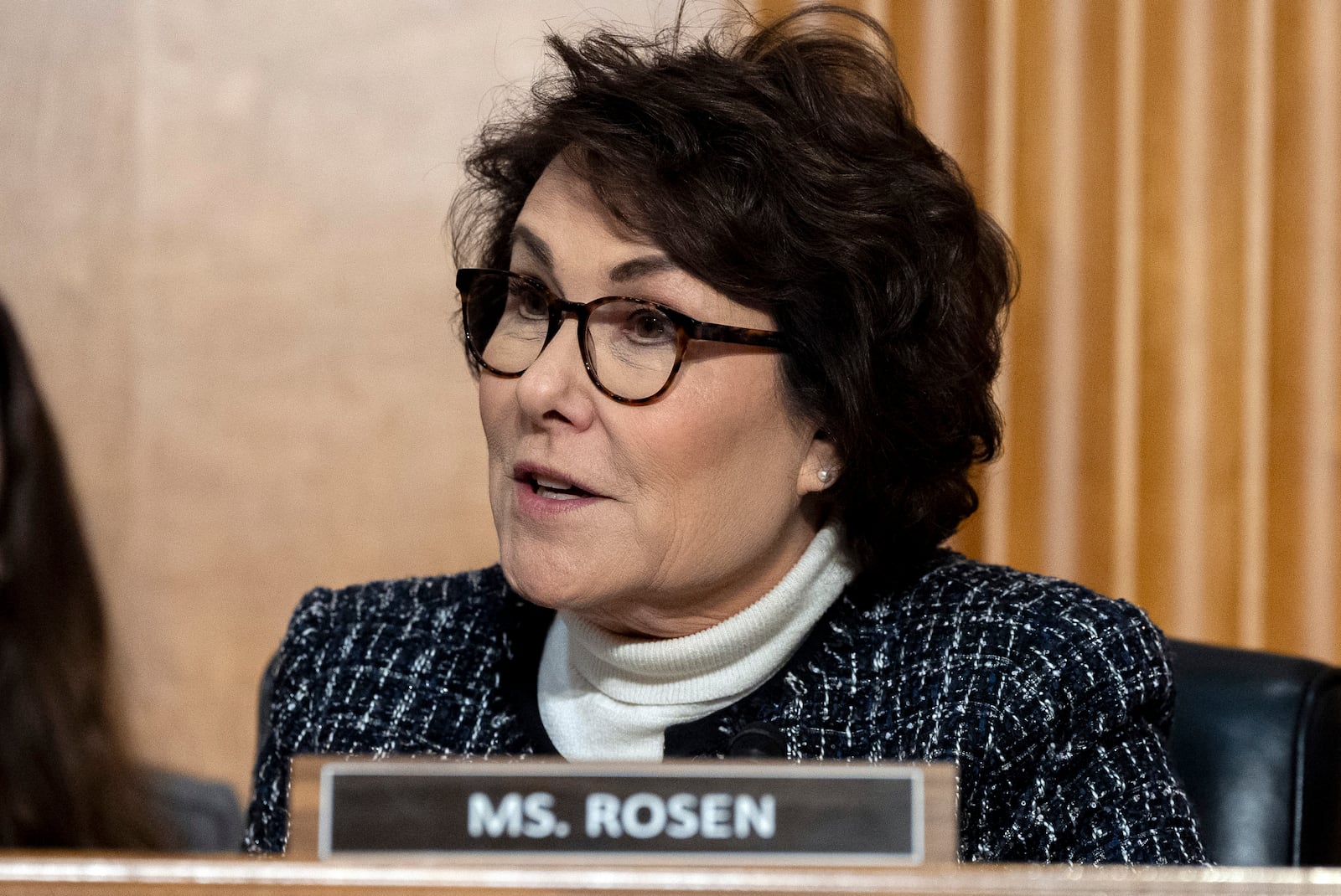 FILE - Sen. Jacky Rosen, D-Nev., speaks at the Capitol in Washington, Jan. 15, 2025. (AP Photo/Alex Brandon, file)