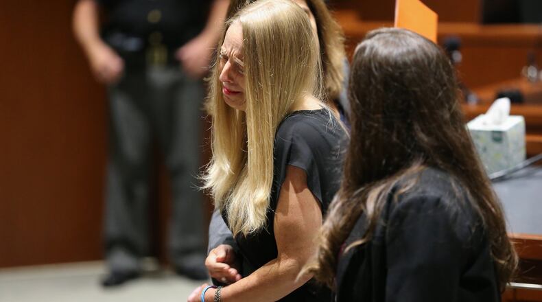 Tracy Johnson, mother of Trey Johnson, father of Brooke Skylar Richardson’s baby gives an emotional statement last month during the sentencing of Richardson for abuse of a corpse.