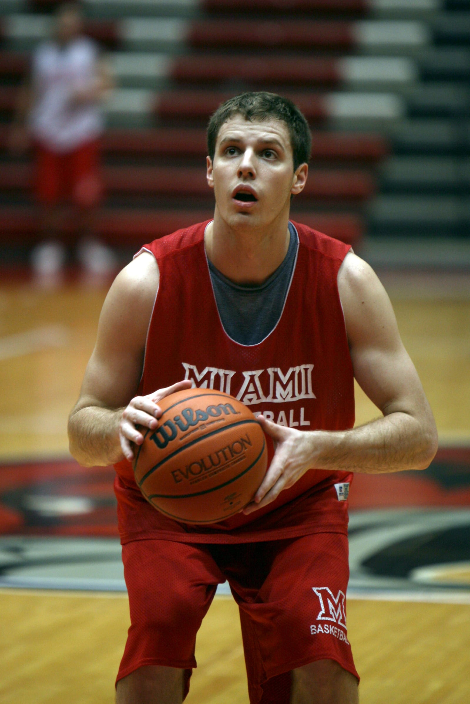Miami guard Doug Penno (1) practices with the team at Millett Hall in Oxford, Monday afternoon. GREG LYNCH / STAFF