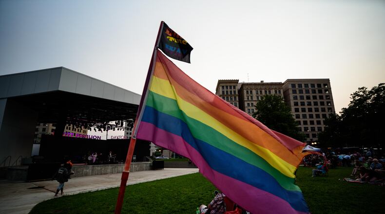 Dayton Pride 2019 kicked off at 6:30 p.m. on Friday, May 31 with performances by the Dayton Gay Men’s Chorus, The Rubi Girls and the pop duo REYNA at Levitt Pavilion in Dave Hall Plaza in downtown Dayton. TOM GILLIAM / CONTRIBUTING PHOTOGRAPHER