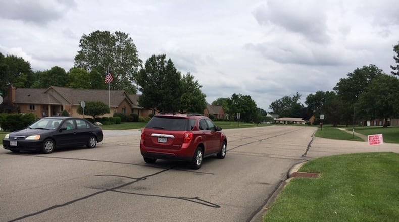 A traffic study recommends installing a mini roundabout at the intersection of Innsbruck Drive and Vienna Parkway in Miami Twp. The roundabout is one of two proposed for Vienna Parkway as the township looks to extend that road to Ohio 741. NICK BLIZZARD/STAFF
