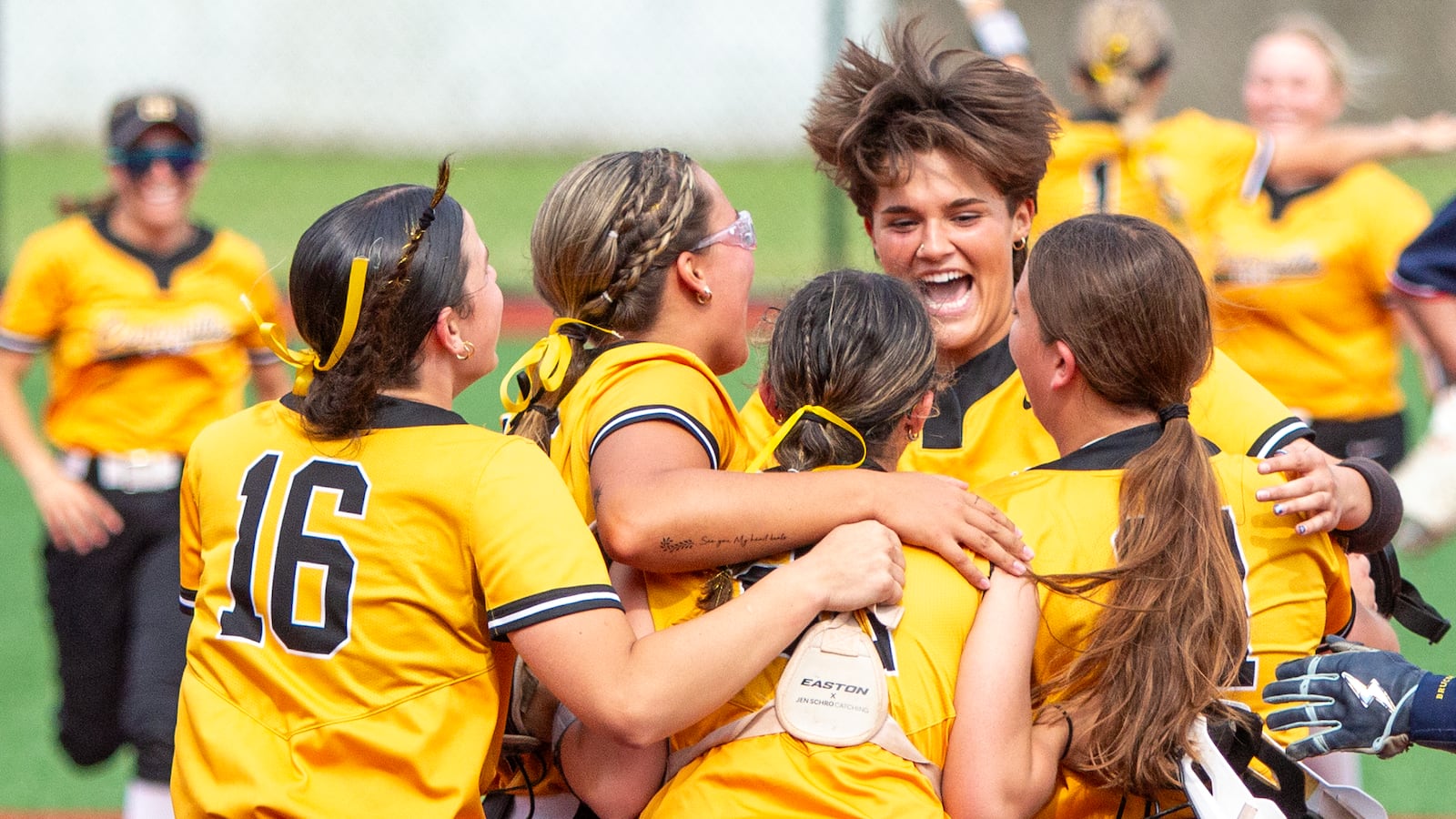 Centerville celebrates its first trip to the state final after its semifinal win over Massillon Jackson on Saturday in Akron. Jeff Gilbert/CONTRIBUTED