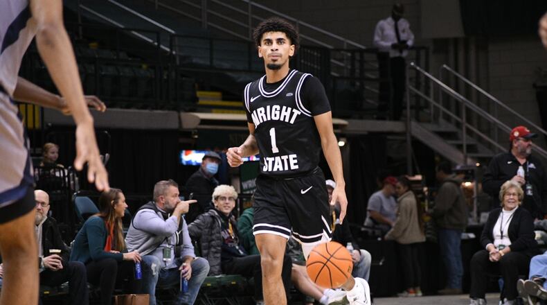 Wright State's Trey Calvin, shown earlier this season, scored 28 points in an 87-70 loss to Milwaukee on Thursday night in the Horizon League tournament. Wright State Athletics photo