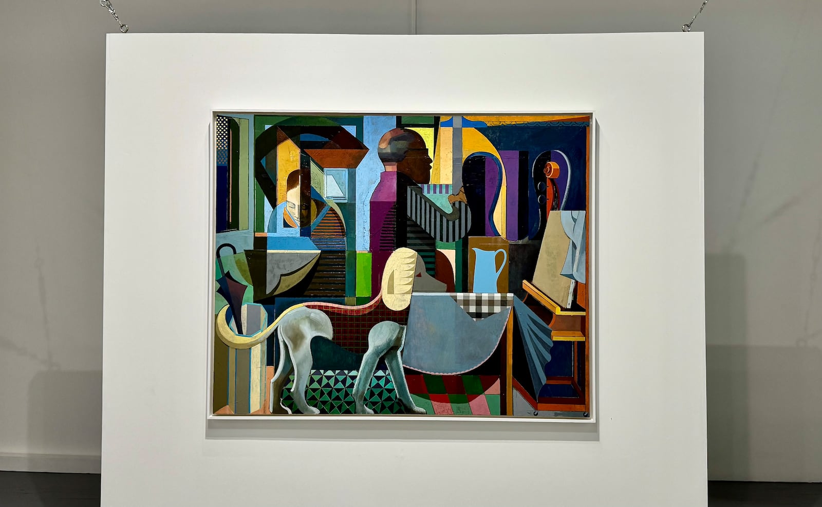 "Studio Painting 2025" by Jeremy Long. Oil on canvas, 49.5" x 62". Several zones of color and clever planes fit together like a jigsaw puzzle. CONTRIBUTED