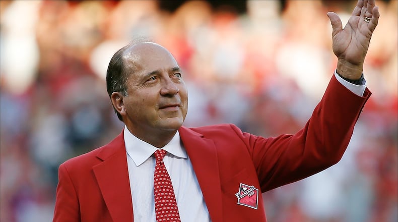 CINCINNATI, OH - JULY 14:  Former Cincinnati Reds player Johnny Bench waves to the crowd prior to the 86th MLB All-Star Game at the Great American Ball Park on July 14, 2015 in Cincinnati, Ohio.  (Photo by Rob Carr/Getty Images)