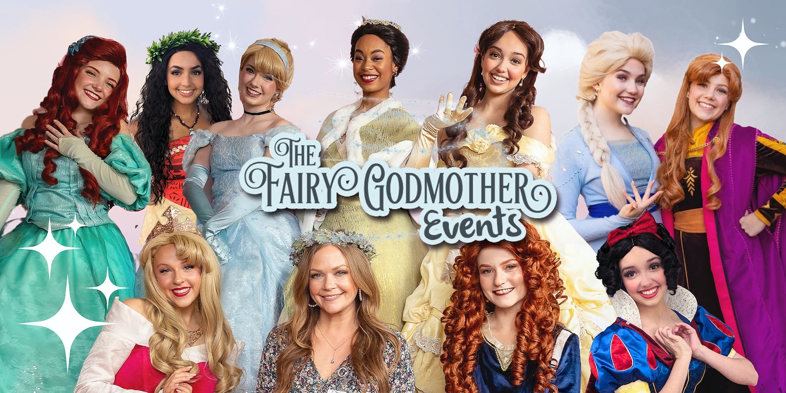 Ashley Campbell (second from left) is pictured with some of the cast members who work with her at The Fairy Godmother Events. CONTRIBUTED