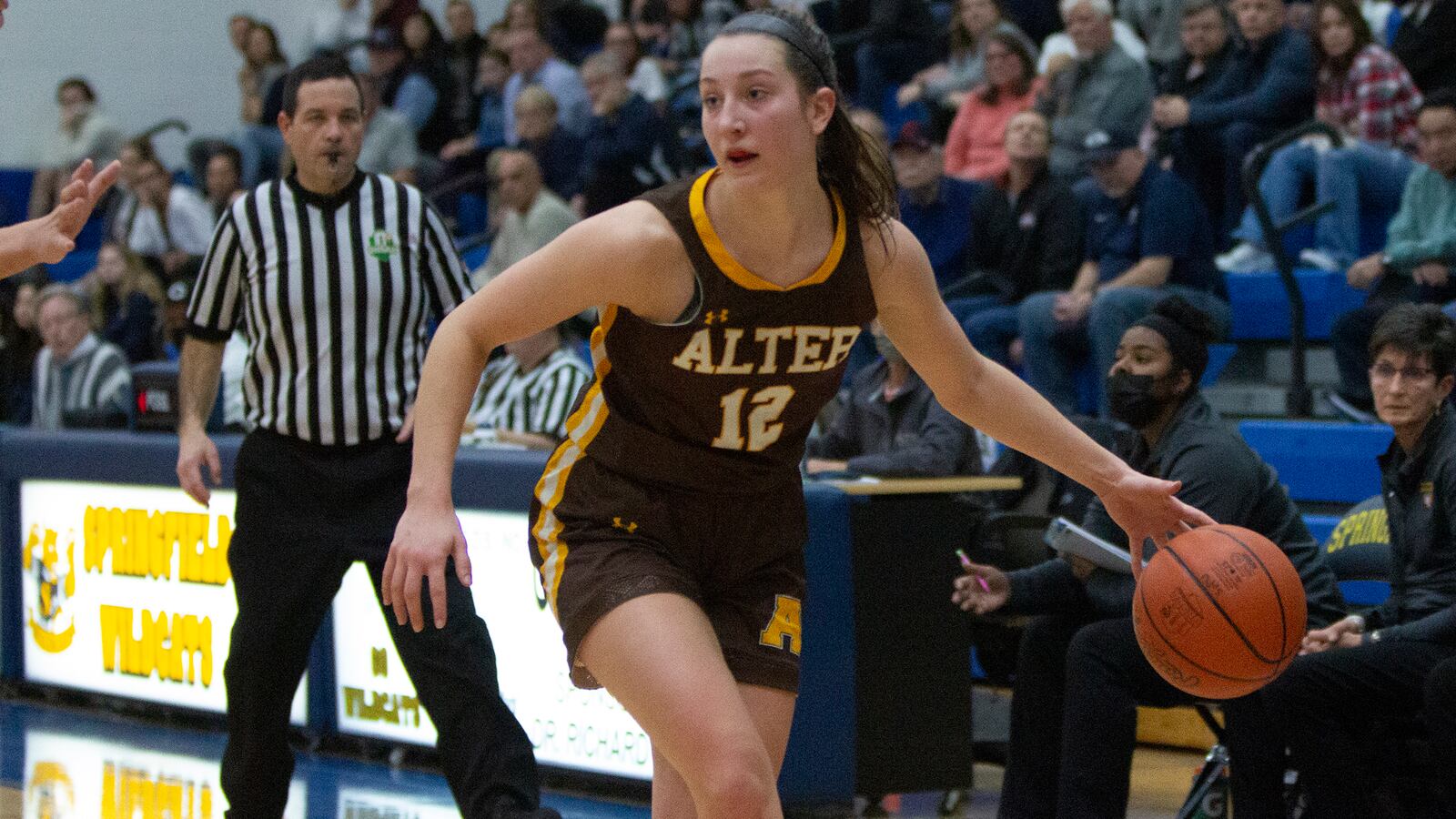 Alter senior Karlie Romer scored 10 points to help lead the Knights to a 39-36 victory over Granville in the Division II region semifinals Tuesday night at Springfield High School. Jeff Gilbert/CONTRIBUTED