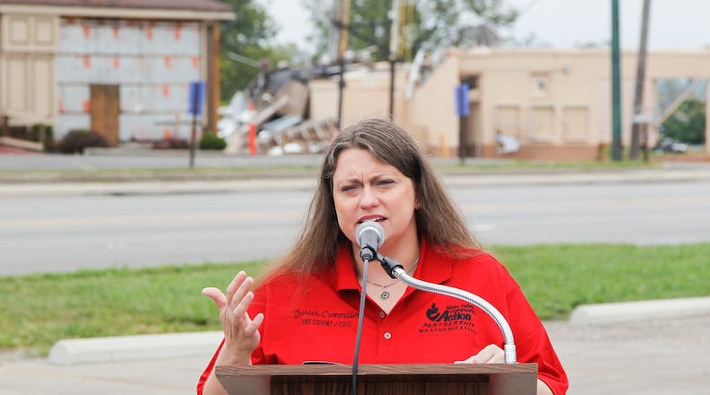Cherish Cronmiller, president and CEO of Miami Valley Community Action Partnership, was put on paid administrative leave last week. She is pictured Aug. 21 in Harrison Twp. during an event announcing Federal Home Loan Bank grant money for homeowners to fix or acquire new homes as well as help former renters purchase homes. CHRIS STEWART / STAFF