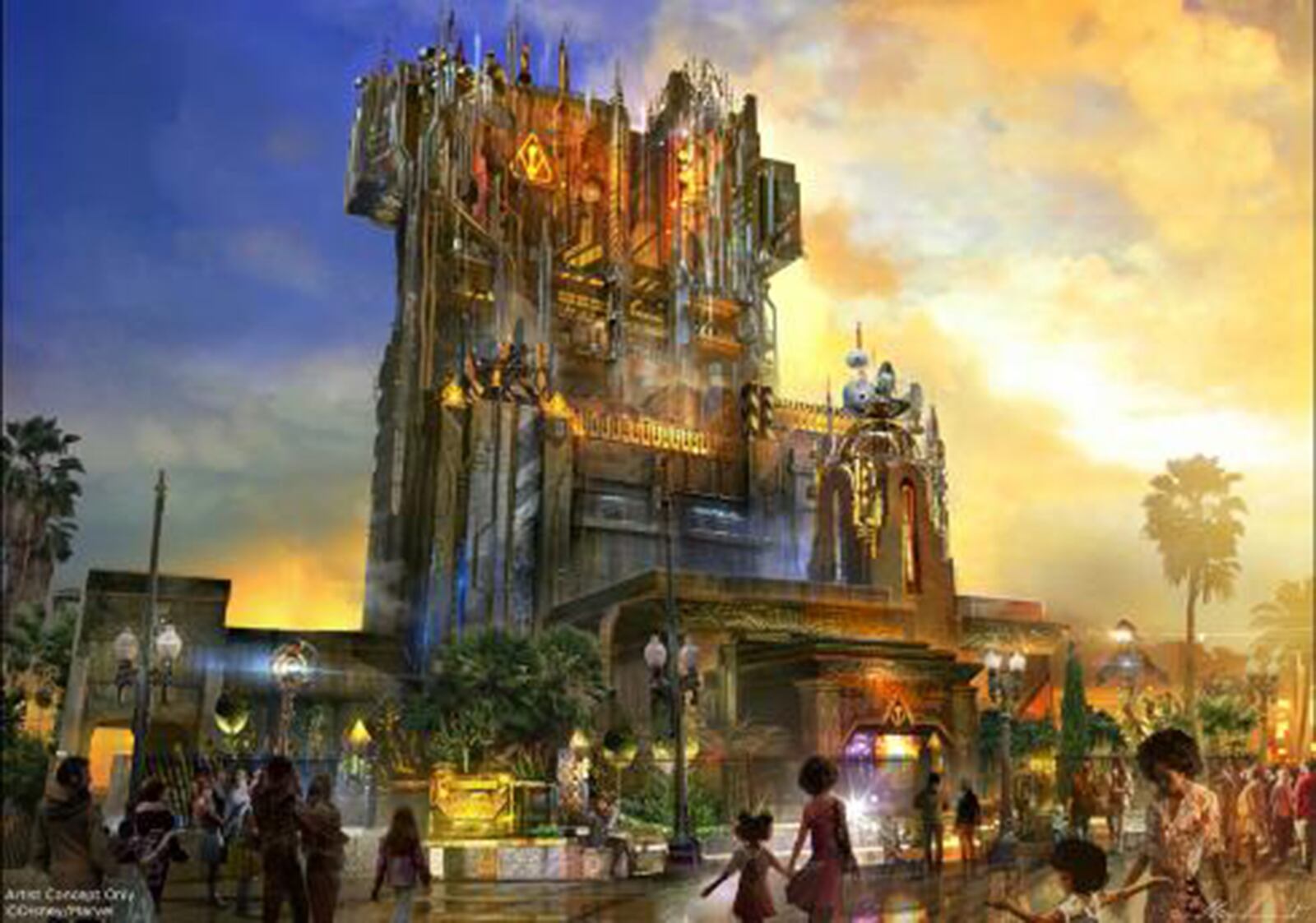 Concept art for Guardians of the Galaxy: Mission Breakout! at Disneyland Resort in Anaheim, Calif. (Walt Disney Parks &amp; Resorts)