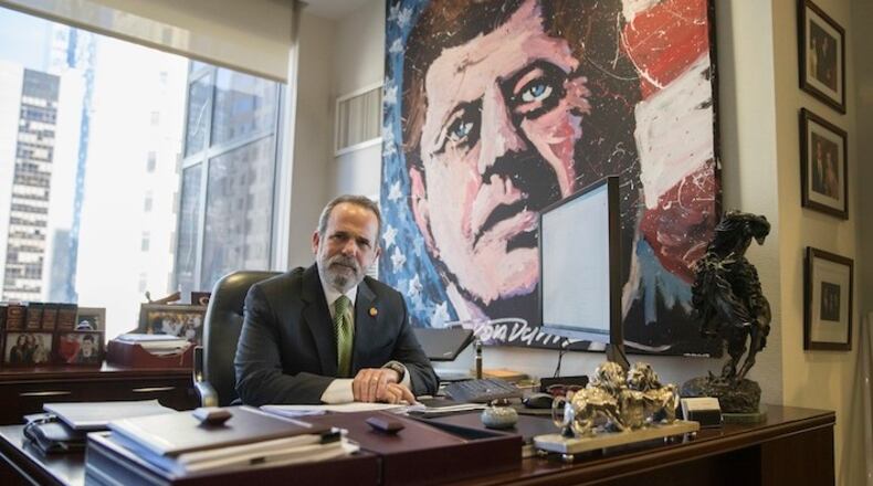 In this Friday, Feb. 17, 2017 photo, Trump Hotels CEO Eric Danziger poses for a portrait in his office at Trump Tower in New York. (AP Photo/Mary Altaffer)