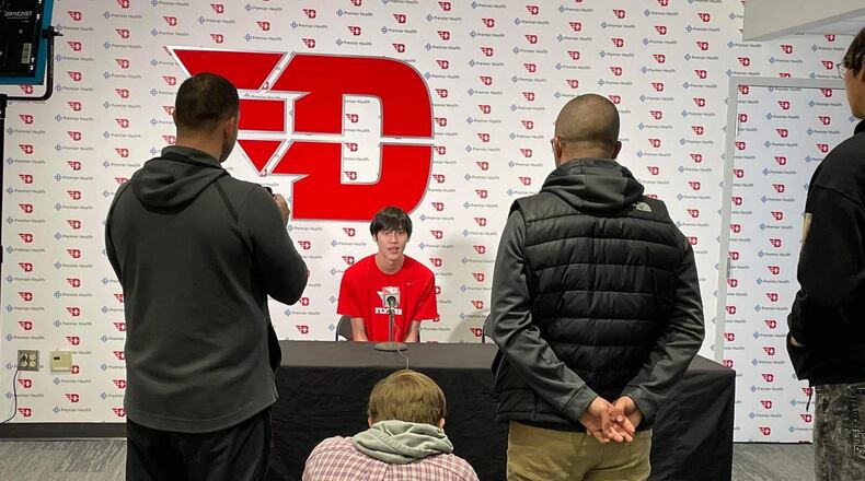 Michael Sharavjamts is pictured at UD Arena on his visit to campus. Photo courtesy of Sharavjamts Tserenjankhar
