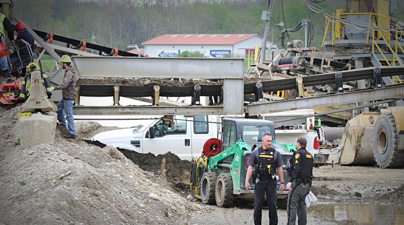 Clark County crews responded to Enon Sand and Gravel after a man fell in a hopper there. Marshall Gorby/Staff