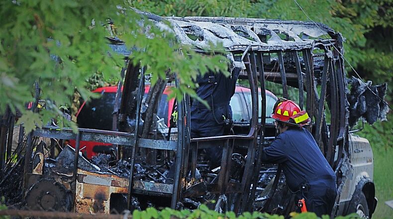 Arson investigators were on the scene of a fatal motor home fire on Valley Street in Dayton on Monday, Aug. 31, 2020. MARSHALL GORBY/STAFF