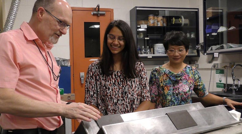 Jasmine Hughes, a second-year Wright Scholar, worked in the composites laboratory of the Materials and Manufacturing Directorate under the guidance of Dr. Hilmar Koerner and Thao Gibson.