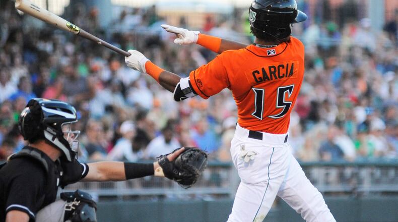 Dragons infielder Jose Garcia. Dayton defeated Quad Cities 6-5 in 10 innings at Fifth Third Field on Friday, July 13, 2018. MARC PENDLETON / STAFF