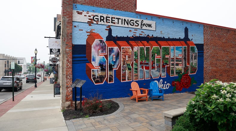 The Greetings from Springfield mural along Fountain Avenue. BILL LACKEY/STAFF