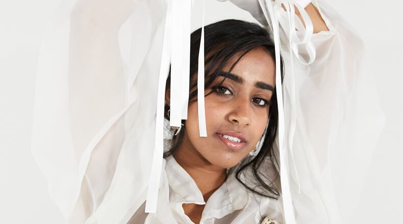 Vidushi Shrivastava wearing a look by Jo Baudendistel that will be part of the 2021 CCAD Fashion Show presented by L Brands Foundation.