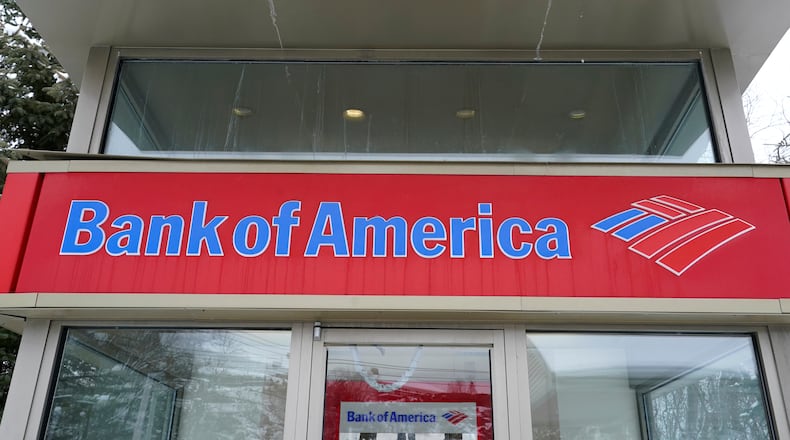FILE - A Bank of America ATM is seen, Wednesday, Feb. 3, 2021, in Winchester, Mass. (AP Photo/Elise Amendola, File)