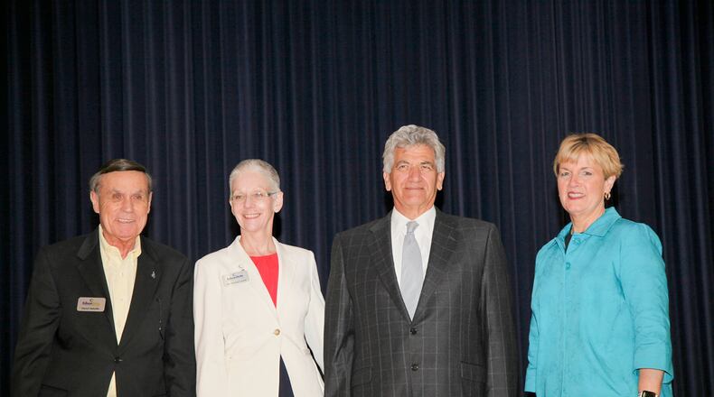 Left to Right: Edison State Board of Trustees Member Darryl Mehaffie, Edison State President Dr. Doreen Larson, Franklin University President Dr. David Decker, and Edison State Board of Trustees Chair Tami Baird Ganley. CONTRIBUTED