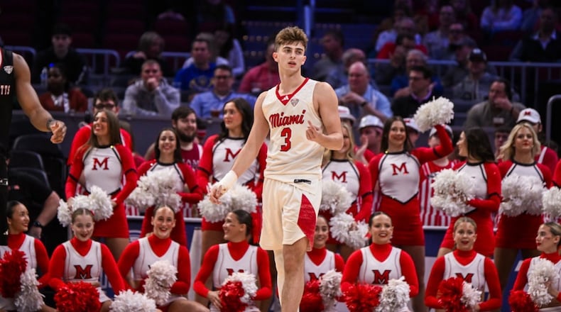 The Miami University men’s basketball team opened up Mid-American Conference Tournament play against UMass on Thursday at Rocket Arena in Cleveland. MIAMI ATHLETICS