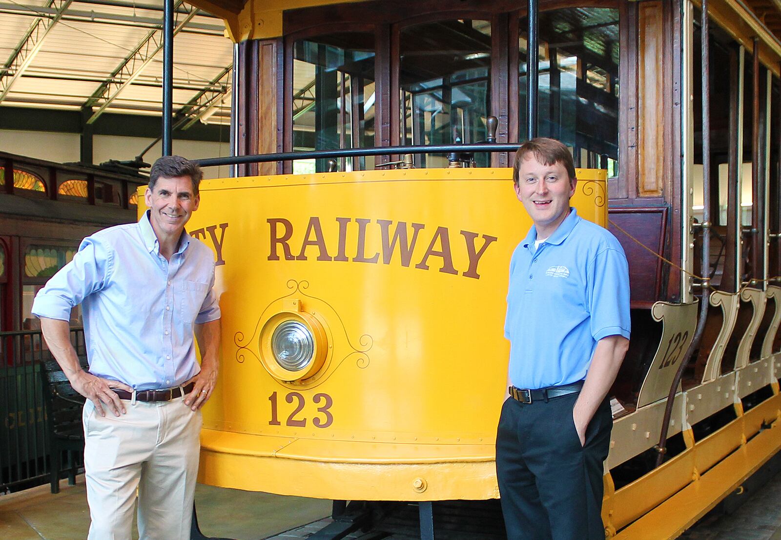 Alex Heckman (right) was recently name vice-president of Dayton History. At left is Brady Kress, the president and CEO. CONTRIBUTED PHOTO