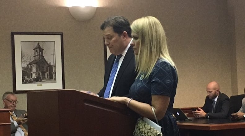 Michelle Gabbard, the wife of a Hamilton firefighter who nearly lost his life in the Great Miami River in 2007, was sentenced to prison last month for identity fraud and misuse of credit cards. It is Gabbard’s second conviction for a financial crime. LAUREN PACK/STAFF