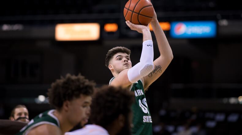 Wright State's Grant Basile, pictured earlier this season, scored a game-high 25 points in Sunday's game vs. NKU at the Nutter Center. The Norse beat the Raiders 75-71. Joseph Craven/Wright State Athletics