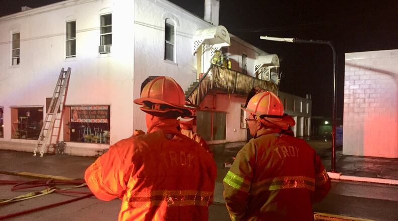 Troy crews respond, to a fire at an apartment building on Canal Street.