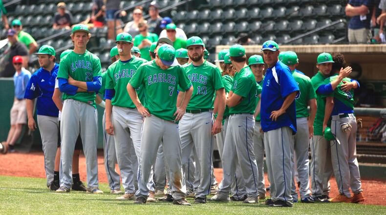 Chaminade Julienne watches Tallmadge celebrate after a victory in the Division II state championship on Saturday, June 3, 2017, at Huntington Park in Columbus. David Jablonski/Staff