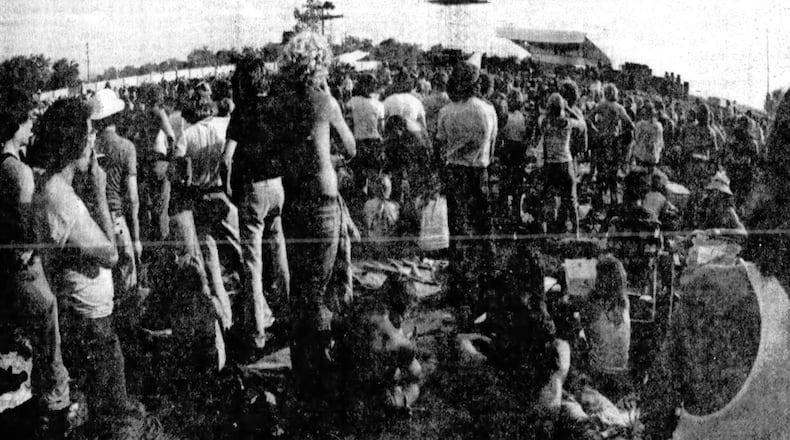 Crowd estimated at 25,000 jams into Eastwood Park to hear, see rock stars including Aerosmith in rock festival July 31, 1976. EDDIE ROBERTS / DAYTON DAILY NEWS ARCHIVES