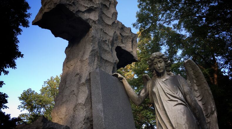 Asa McMillan's "Angel" is the most photographed gravestone at Woodland Cemetery.