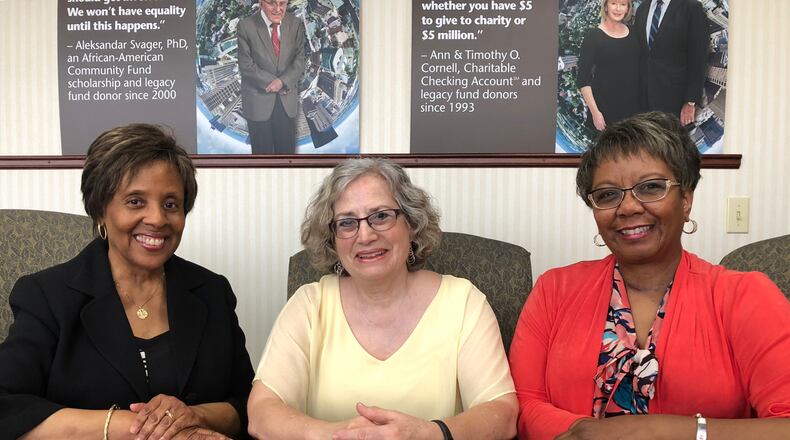 The Dayton Foundation Del Mar Encore Fellow program is seeking older adults (age 55 plus) who are interested in engaging with local non profits and using the knowledge and skills they learned while in the workplace to tackle social issues. Shown L-R are three Fellows working with the program: Vel Hux, Learn to Earn Dayton; Linda Fischbach, Miami Valley Works; Sherre Collier, Brunner Literacy Center.