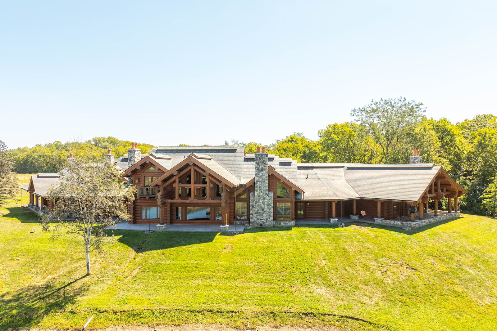 The 7,000-square-foot log home was handcrafted by master builders using British Columbia timber and stone from the Snake River in western Wyoming. CONTRIBUTED