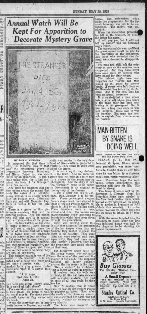 PHOTOS: THE STRANGER, a 170-year-old mystery, is buried at Old Greencastle Cemetery