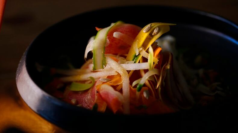 The Bibim salad from the restaurant Baroo, which is located in a Los Angeles strip mall. (Rick Loomis/Los Angeles Times/TNS)