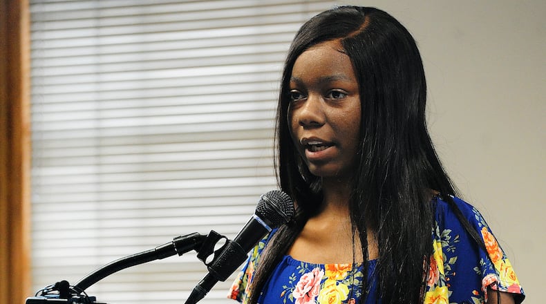 Former foster youth, Aryunna Hill was a guest speaker at the Child Abuse and Neglect Prevention Event Friday, April 5, 2024. MARSHALL GORBY\STAFF